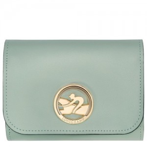 Longchamp Box-trot πορτοφολια γυναικεια πρασινο γκρι | SN-LCMP48255