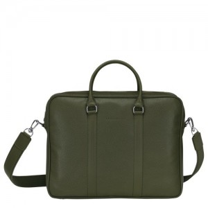 Longchamp Le Foulonné M Χαρτοφυλακασ γυναικεια Χακί | SN-LCMP48190