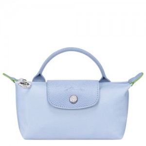 Longchamp Le Pliage Green With Handle pouches γυναικεια μπλε | SN-LCMP48396