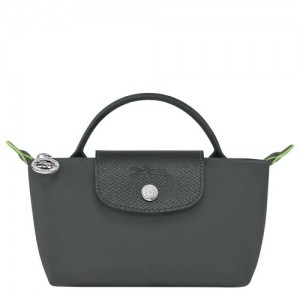 Longchamp Le Pliage Green With Handle pouches γυναικεια βαθυ γκρι | SN-LCMP48398