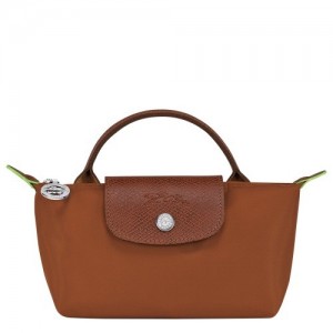 Longchamp Le Pliage Green With Handle pouches γυναικεια καφε | SN-LCMP48399