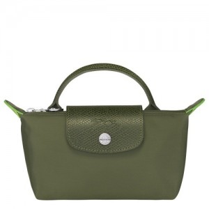Longchamp Le Pliage Green With Handle pouches γυναικεια πρασινο | SN-LCMP48400