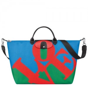 Longchamp X Robert Indiana τσάντες ταξιδιού ανδρικα κοκκινα σκουρο μπλε | SN-LCMP49336
